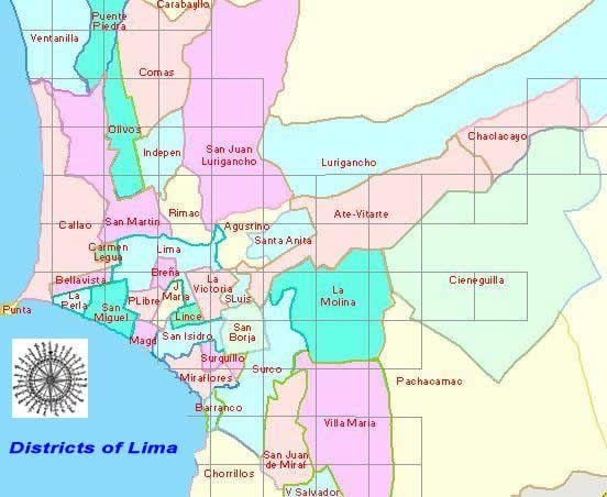 térkép Lima peru kerületek