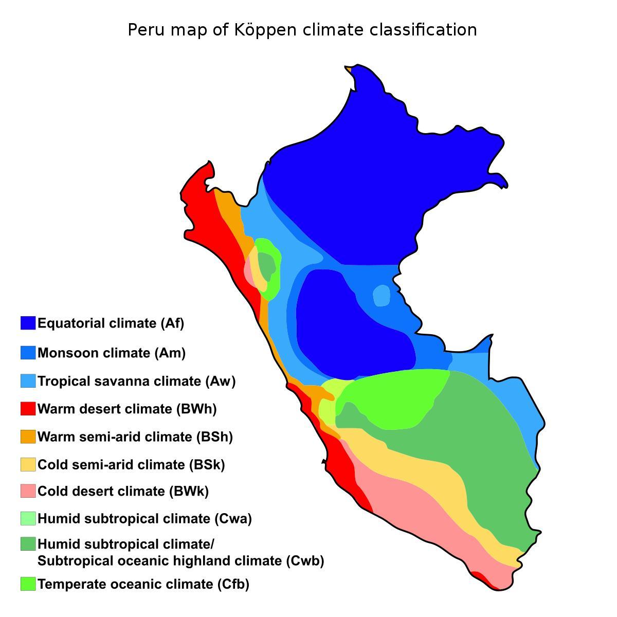 Térkép peru éghajlata